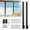 thumbnail image 1 of 2 Pack 44" Cable Railing Posts, Side Mount Deck Railing Columns, Black Pre-Drilled Metal Posts for Staircase Installation(No Cable and Handrails), 1 of 9
