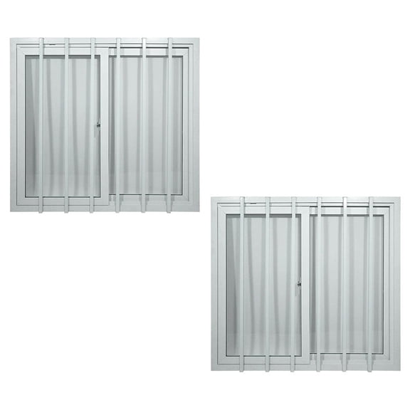 (2 Pack) 44" x 44" Shipping Container Window with Security Bars - PVC Frame Sliding Window for Side Walls, Shipping Containers, Tree House, Garage & Store Box - Dual Panes for Insulation