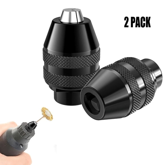 2-Pack 4486 Quick-Change Keyless Chuck, 9/32"-40 Thread, 3-Jaw Metal Chuck for Rotary Tools