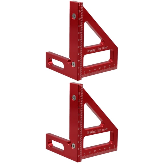 SOPOTUTU 2-Pack Aluminum Angle Ruler Red Multi-Function Measuring Tool for Woodworking and Projects