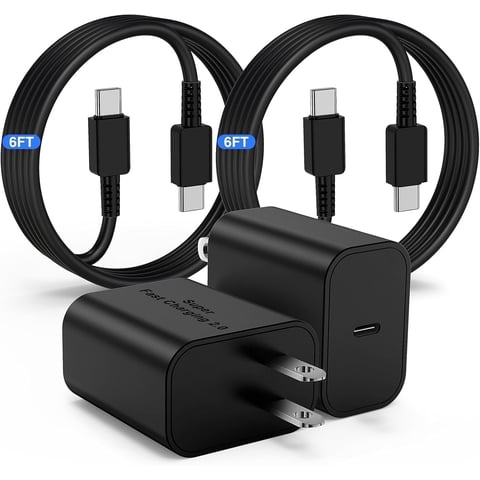 2 Pack 45W Samsung USB-C Super Fast Charger 6FT Type C Charger Cable Cord Fast Charging Android Phone Wall Charger Block for Samsung Galaxy S26/S25 Ultra/S24+/S23 Ultra/S23/S23+/S22/S22 Ultra/S22+