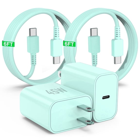 2 Pack 45W Samsung USB-C Super Fast Charger 6FT Type C Charger Cable Cord Fast Charging Android Phone Wall Charger Block for Samsung Galaxy S26 S25 Ultra/S24+/S23 Ultra/S23/S23+/S22/S22 Ultra/S22+