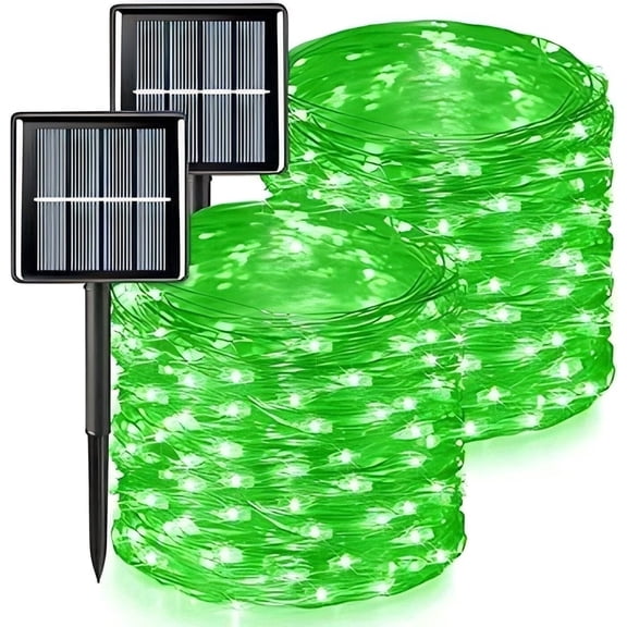 2 Pack Halloween Solar Fairy Lights 46FT 130LED Outdoor Waterproof, Juhefa Twinkle String Lights for DIY Christmas Tree Decorations, Party, Wedding, Yard (Green)