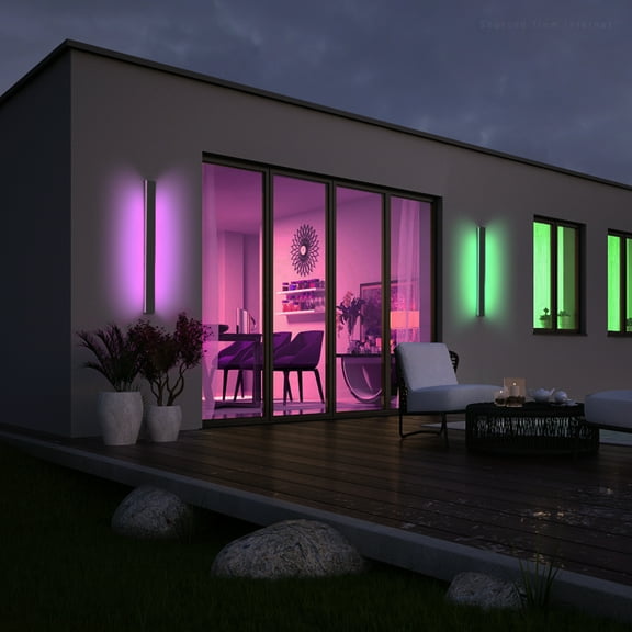 2 Pack 47" Outdoor Commercial Wall Lighting, Smart LED Wall Sconce, 100-265V, Color Changing Wall Light with Remote