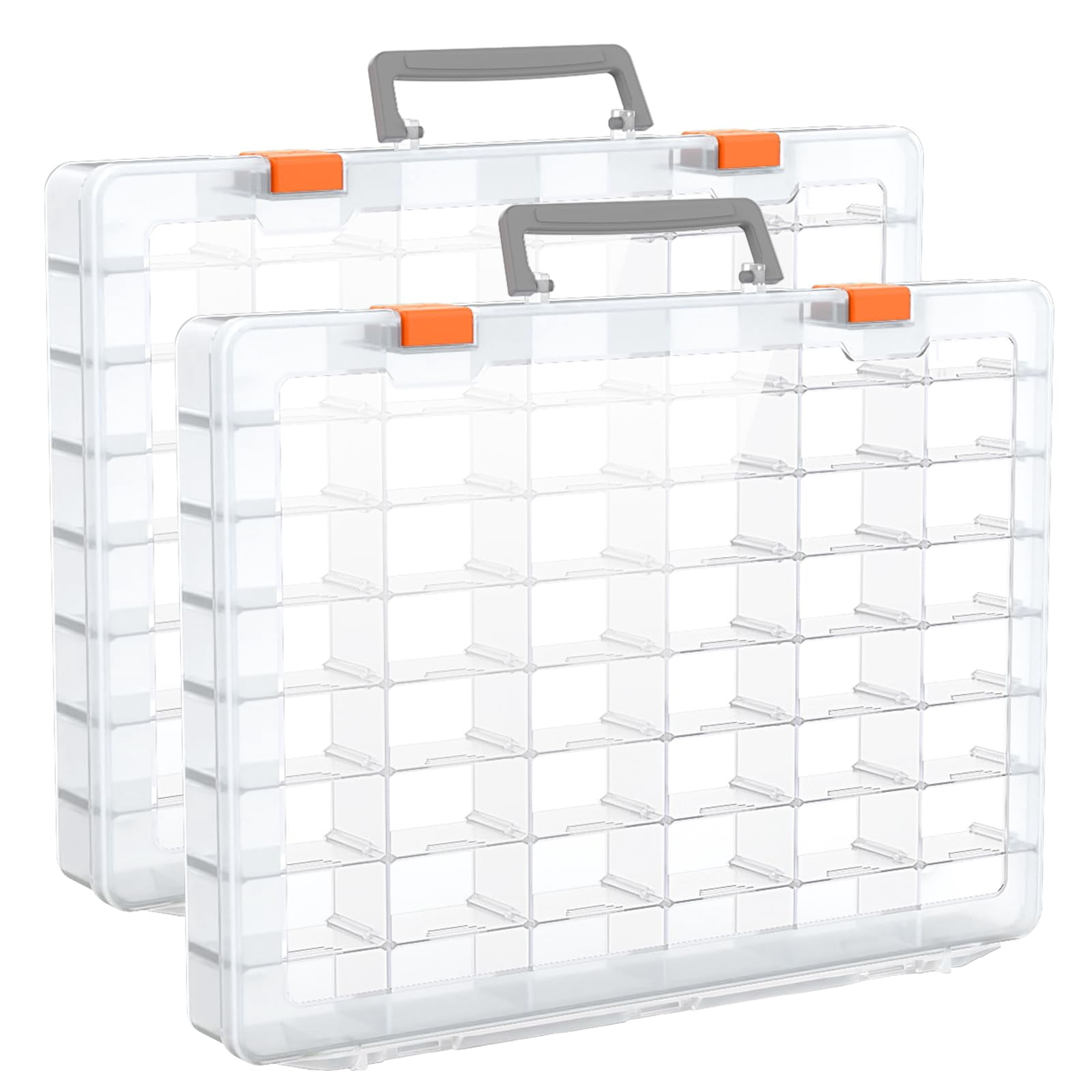 2 Pack 48 Grids Large Plastic Organizer Box With Adjustable Dividers  Beads Storage Containers Compartment Tackle Case For Crafts Hobby Small Parts Fishing Seeds (transparent)