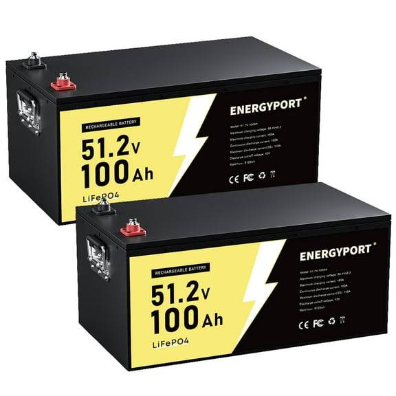 2 Pack 48V 100Ah LiFePO4 Battery Built-in 100A BMS, Low-Temp Protection, Up to 15000 Deep Cycles, for RVs, Trolling Motors, Off-Grid Solar Systems