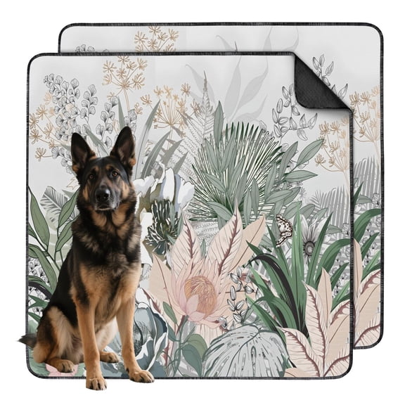 2-Pack 48x48 Inch Washable Dog Training Pad, Heavy Duty Reusable Puppy Pad with Leak-Proof Base, Non-Slip for Indoor Use, Floral Pattern