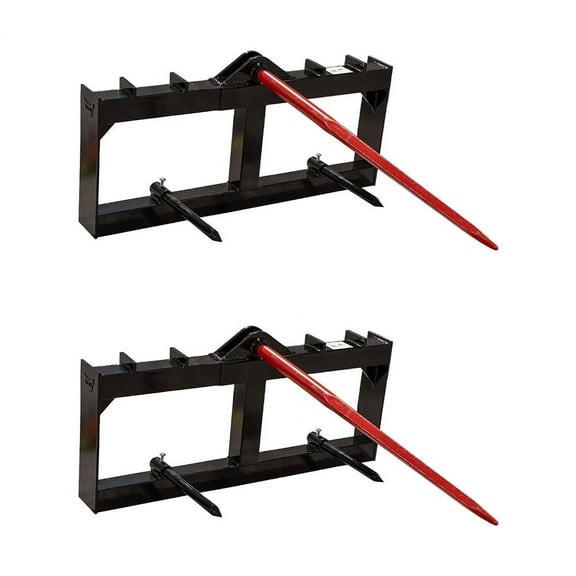 2 Pack 49" Hay Spear for Tractor w/ Dual Stabilizer Bar 3,000 lbs WLL Skid Steer Bale Spear Quick Attachment Frame for Mowers, and Haulers