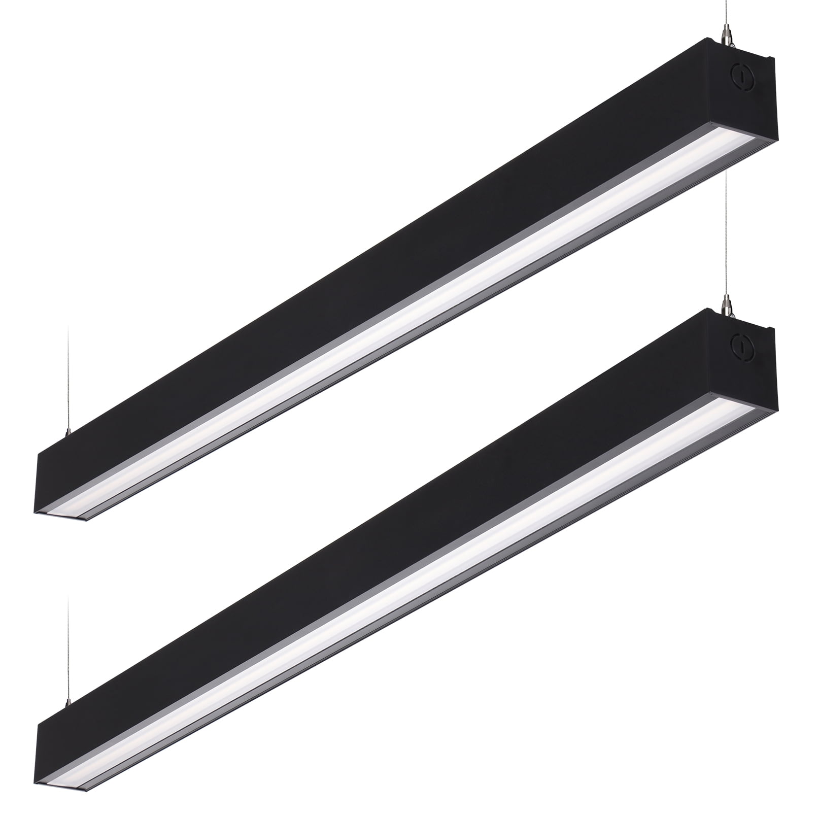 2 Pack 4FT 40W 3CCT Dimmable Wall Washing Asymmetric Linear Light, 3000K/4000K/5000K Selectable, Suspended Strip Light, Black