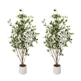 thumbnail image 1 of 2-Pack 4FT Artificial Trees, Faux Flower Plants in Decorative Pots, 1 of 9