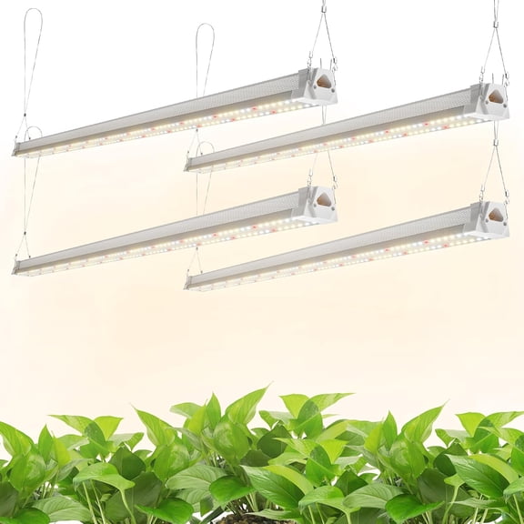 2 Pack 4FT LED Grow Light, 40W (250W Equivalent), Full Spectrum Sunlight Growing Lamp Fixture, Linkable Hanging Plant Light for Hydroponic Indoor Plants Seeding, Plug-in with On/Off Switch