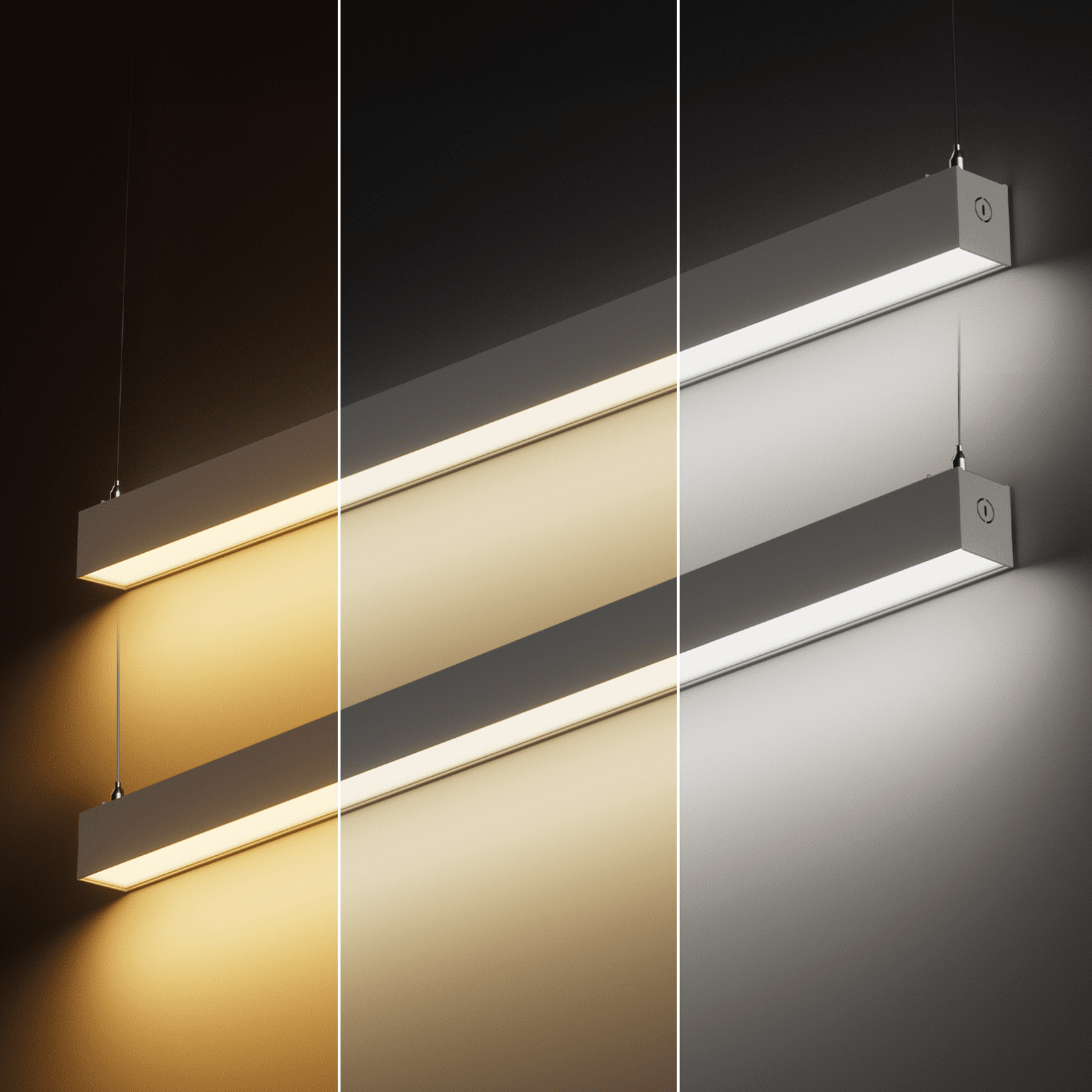 2 Pack 4FT Linkable LED Linear Light, 3CCT Dimmable Suspension Office Lighting Fixture, 40W, Matte Silver Aluminum Housing, ETL Listed