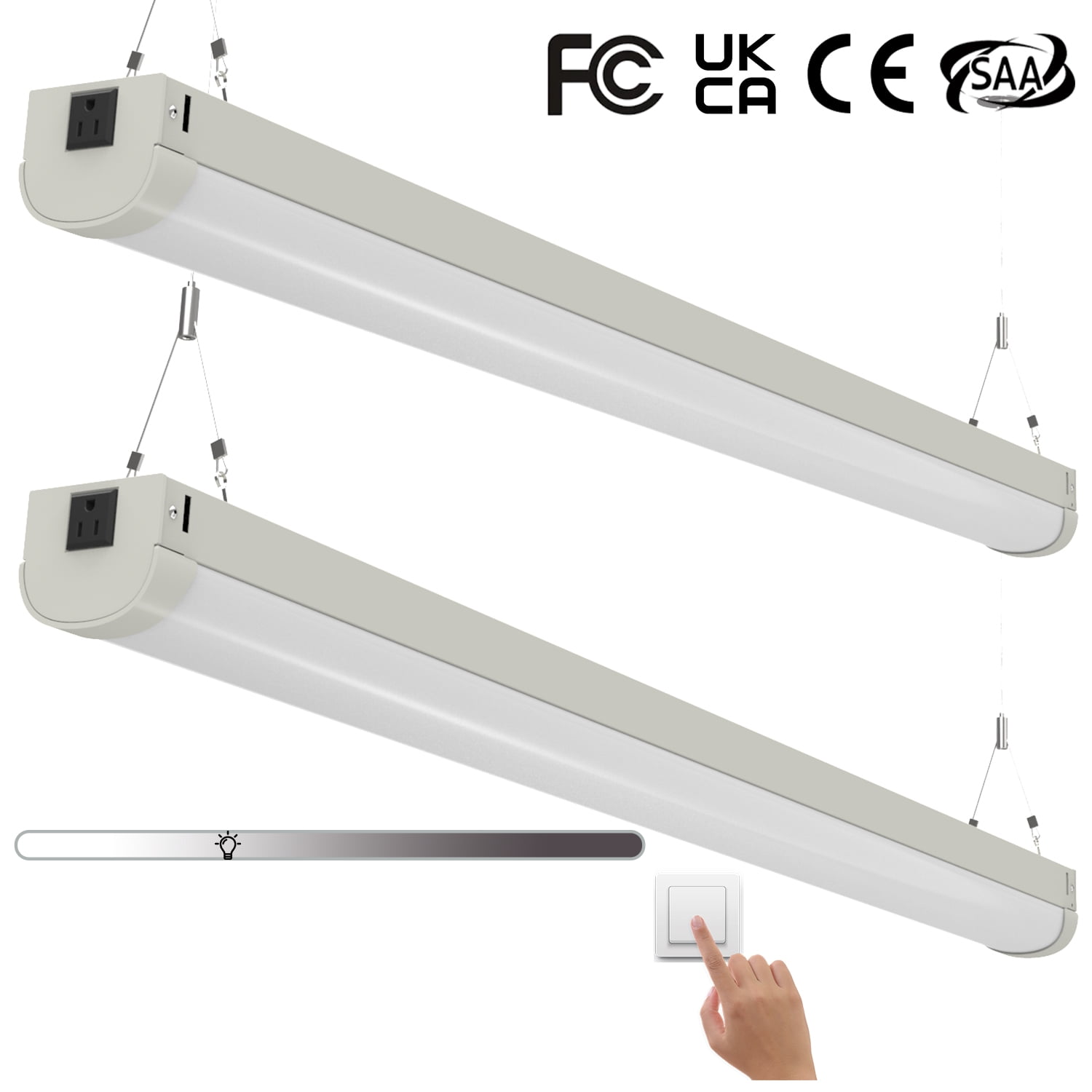 Threaded Shop Lamp 2 Pack 4FT Linkable Plug 80W LED Shop Light, 8800lm, 5000K, Utility ...