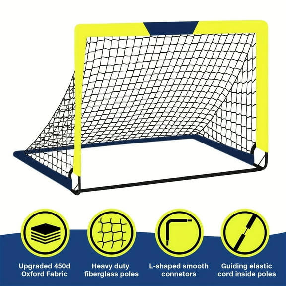 2 Pack 4FT x 3FT Soccer Goal Net Set, Portable Soccer Goals with Carrying Bag & Ground Pegs, Indoor and Outdoor Pop Up Soccer Goals, for Backyard, Field, Court