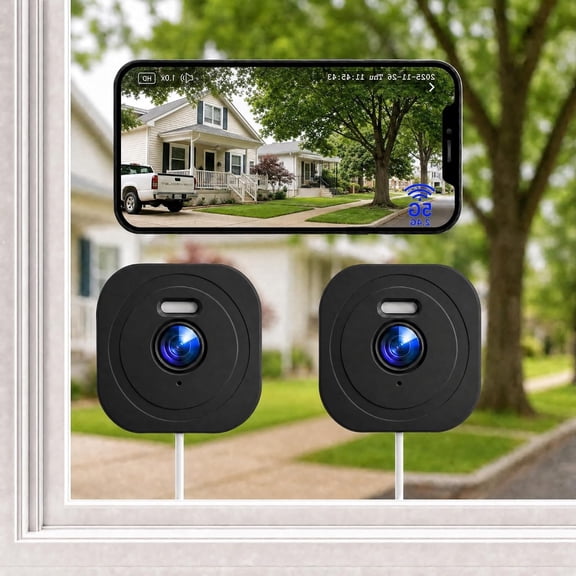 2 Pack 4MP 2K Window Security Camera, Color Night Vision, 2.4/5G WiFi