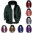 thumbnail image 1 of 2 Pack 4X-5X Plus Size Shirts for Men with Hoodie Big & Tall Button-Down Hoodies Mens Casual Long Sleeve Plaid Printed Work Outerwear Shackets Jackets, 1 of 8