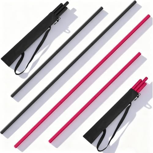2 Pack 4ft & 6ft Collapsible Bo Staff Foam Padded Martial Arts Training Staff Black and Red Foam Padded Training Stick Practice Bar with Carry Bag for Safe Practice and Karate