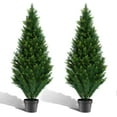 2 Pack 4ft Artificial Cedar Topiary Trees, Outdoor Faux Arborvitae