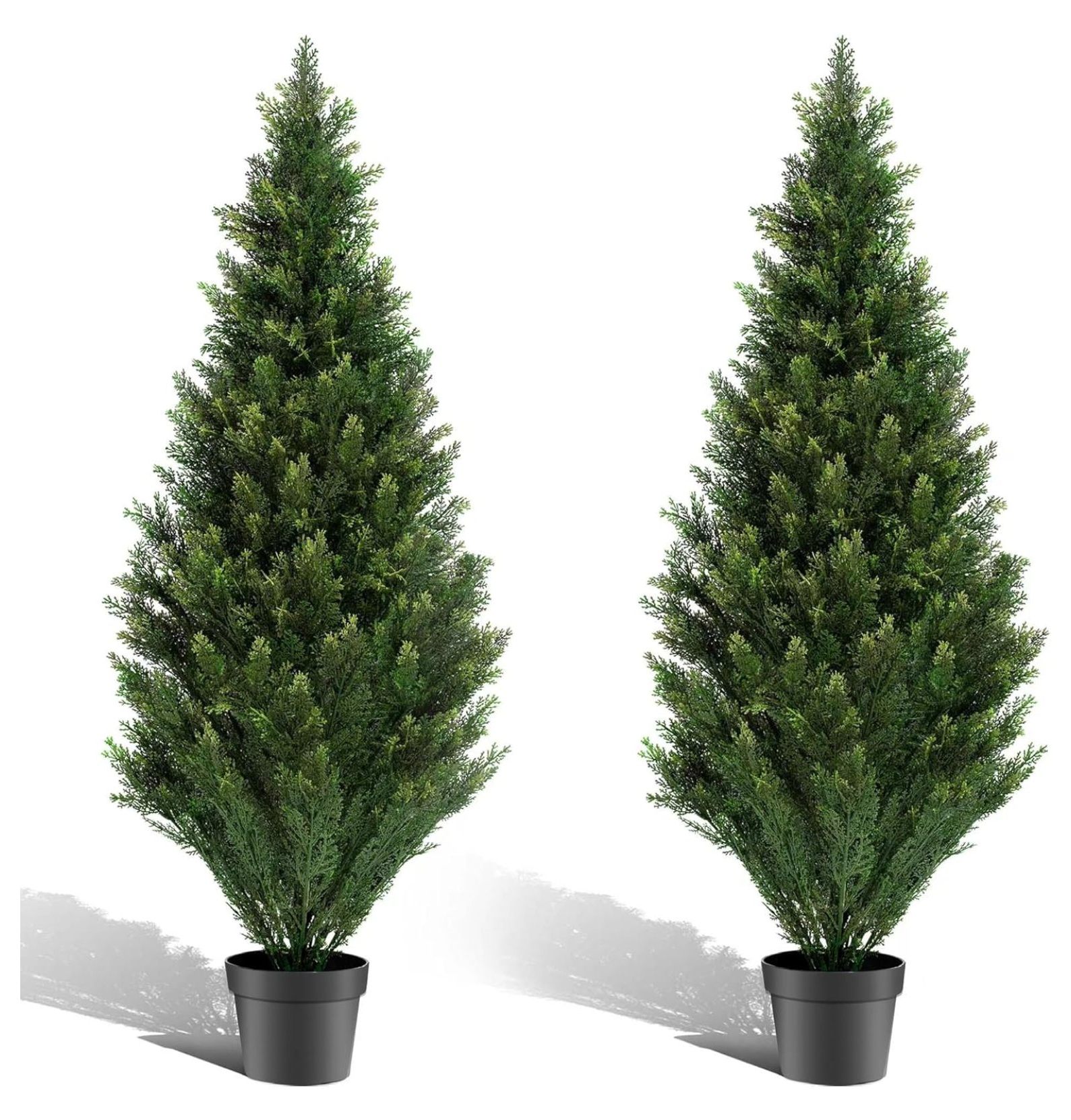 2 Pack 4ft Artificial Cedar Topiary Trees, Outdoor Faux Arborvitae