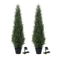 thumbnail image 1 of 2 Pack 4ft Artificial Cedar Topiary Trees for Outdoors, Fake Cypress Plants with Solar Light String, Faux uv resistant Plants for Home Front Porch Decor, Housewarming Gift, 1 of 9