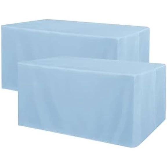 2 Pack 4ft Rectangle Tablecloth - Water Resistant Washable Polyester Table Cover for Wedding, Banquet & Trade Shows, 48"x24"x30", Dusty Blue