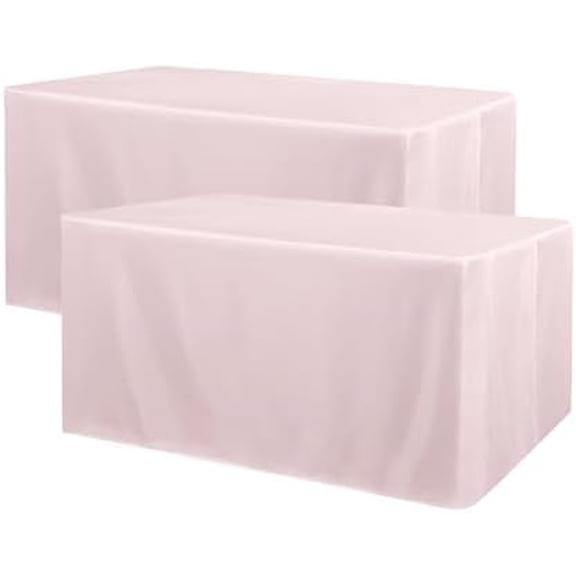 2 Pack 4ft Rectangle Tablecloth - Water Resistant Washable Polyester Table Cover for Wedding, Banquet & Trade Shows, 48"x24"x30", Dusty Pink