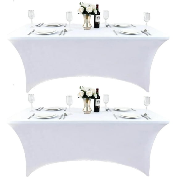 2-Pack 4ft Spandex Table Covers for Rectangular Folding Tables ...