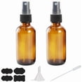 thumbnail image 1 of 2-Pack 4oz Amber Glass Spray Bottles for Essential Oils, Small Empty Fine Mist Sprayer Set with Funnel & Dropper, Travel Size Liquid Refillable Containers for Plants Hair Cleaning, 4 oz, 1 of 6