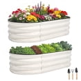 thumbnail image 1 of OBENSKY Galvanized Raised Garden Bed,2 Pack 4x2x1ft Oval Metal Planter Box Outdoor for Vegetables,Flowers,Fruits-White, 1 of 10