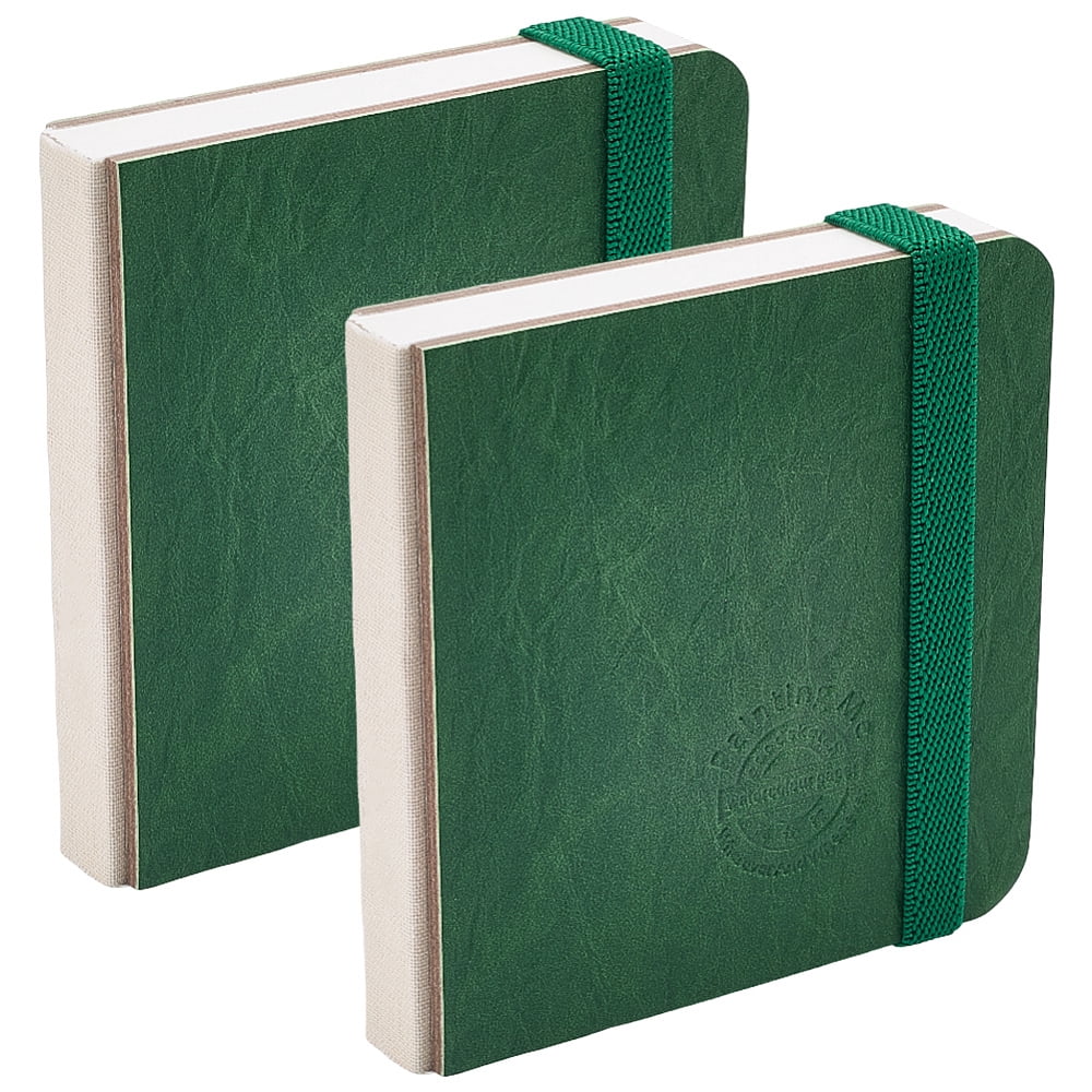 2 Pack 4x4 Inch Green Watercolor Sketchbook Watercolor Journal Book Imitation Leather Surface 26 Pages Texture Paper Sketchbook1set