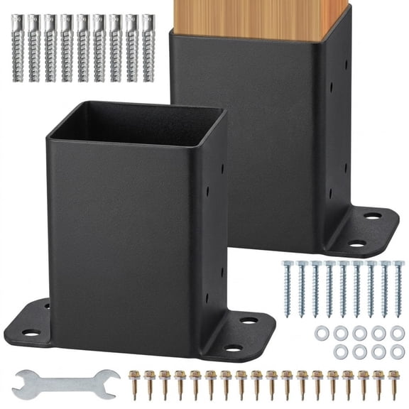2-Pack 4x4 Post Base Brackets, Inner 3.6"x3.6" Heavy Duty Post Anchor