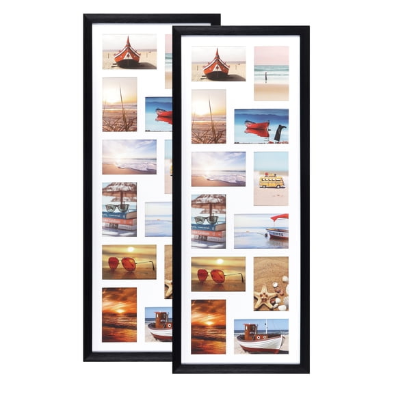 2 Pack 4x6 Collage Picture Frames, 12 Opening Black Photo Frame with Mat Horizontal and Vertical for Wall Mounted