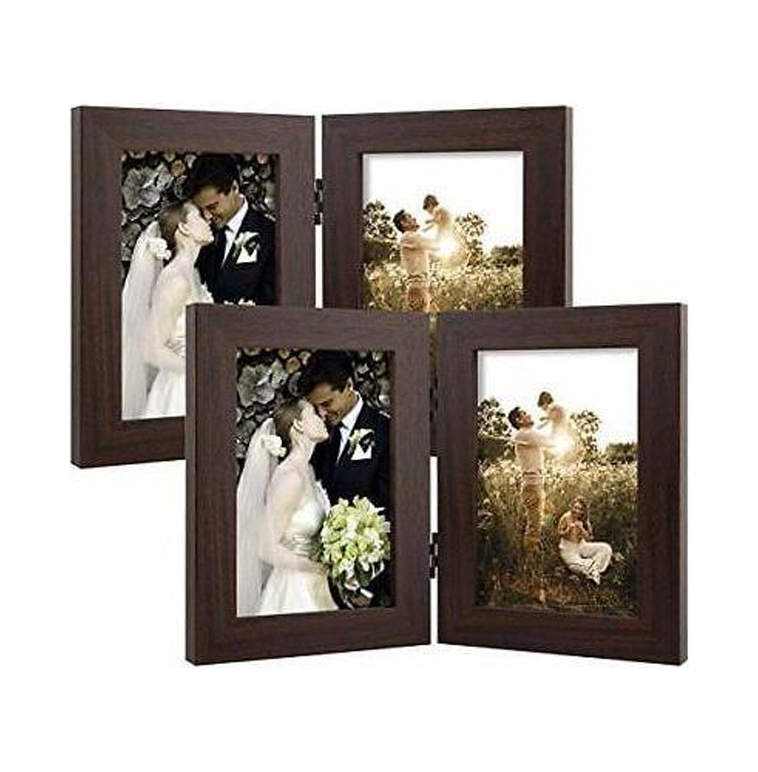 2Pack 4x6 Double Picture Frame Vertical Hinged Folding Family Frames