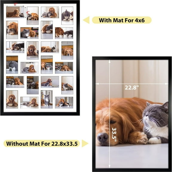 2 Pack 4x6 Picture Frames Collage with 24 Openings, Multi Photo Frame for Wall Hanging, Black