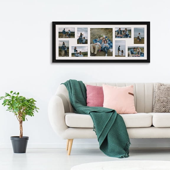 2 Pack 4x6 Picture Frames Collage with 9 Openings, Display Eight 4 x 6 Pictures and One 8x10 Photos for Wall Mounting, Black