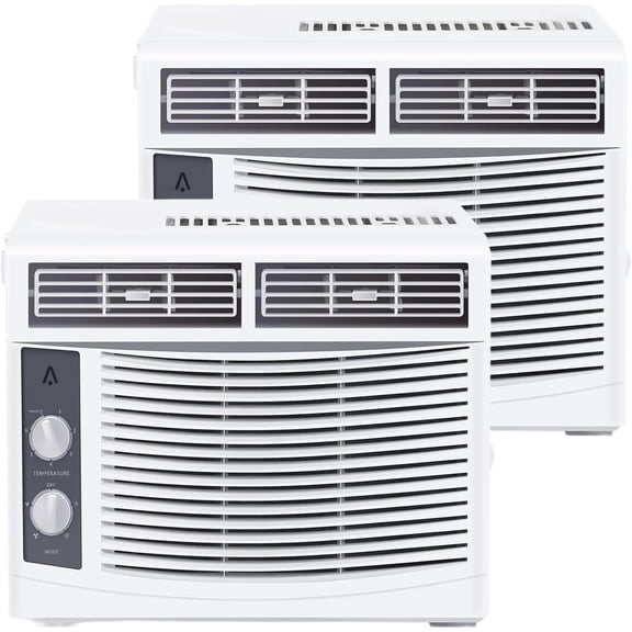 2 Pack 5,000 BTU Window-Mounted Air Conditioner, Cools Up to 150 Sq. Ft.,Quiet Operation, 7-Speed Temperature Control, 2 Fan Speeds, Perfect for Small Bedroom, Living Room, Home Office