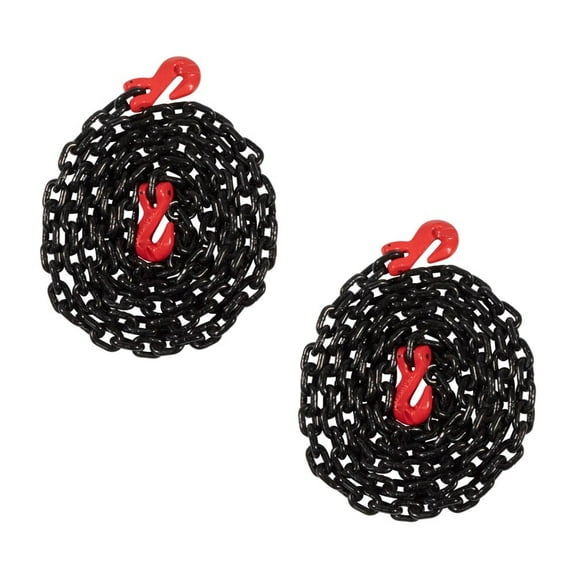 (2 Pack) 5/16"10' G80 Black Transport Binder Chain w/Clevis Grab Hooks for Towing - 16000 lbs Breaking Strength Heavy Duty Safety Tow Chain for Lifting - Tie Down Binding Equipment