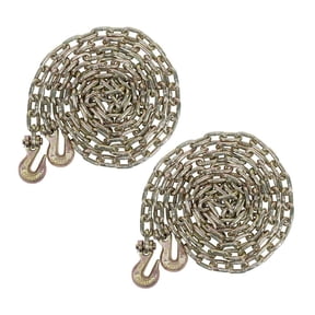 2 Pack 5/16 Inch x 16 FT Grade 70 Binder Chain with Clevis Grab Hooks - G70 Transport Tow Chain - 4,700 Lbs Working Load Limit