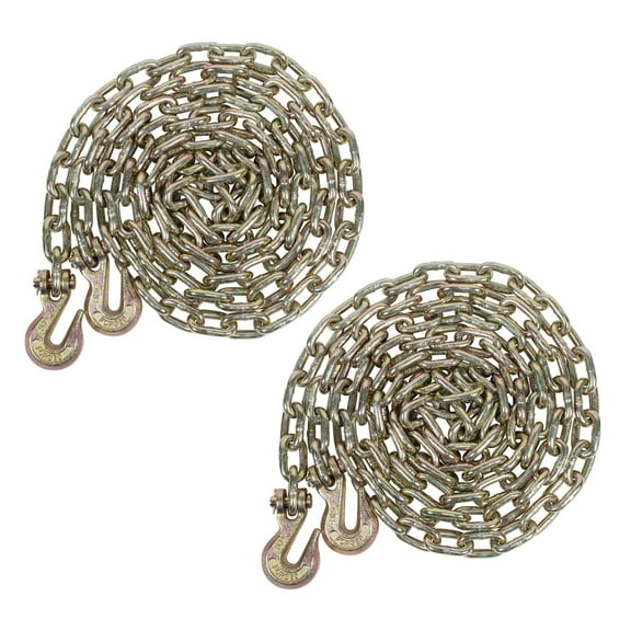 2 Pack 5/16 Inch x 25 FT Grade 70 Binder Chain with Clevis Grab Hooks - G70 Transport Tow Chain - 4,700 Lbs Working Load Limit