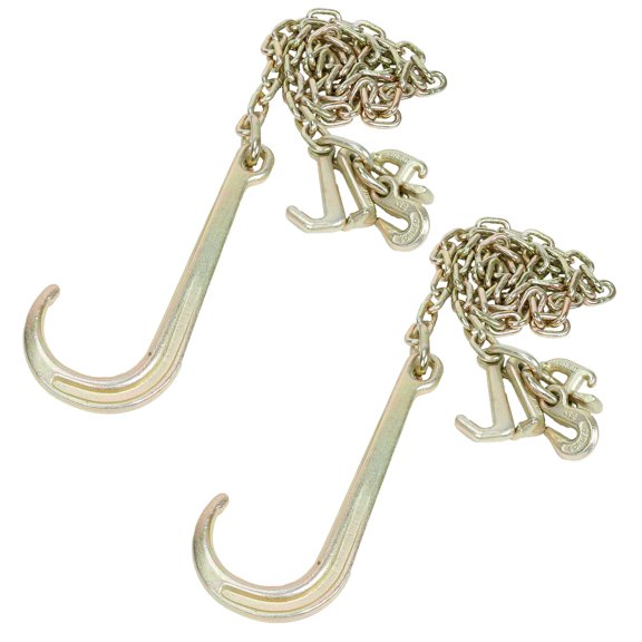 (2 Pack) 5/16" x 6' Long Shank 15" J Hook Tow Chain w. RTJ Cluster & Grab Hook