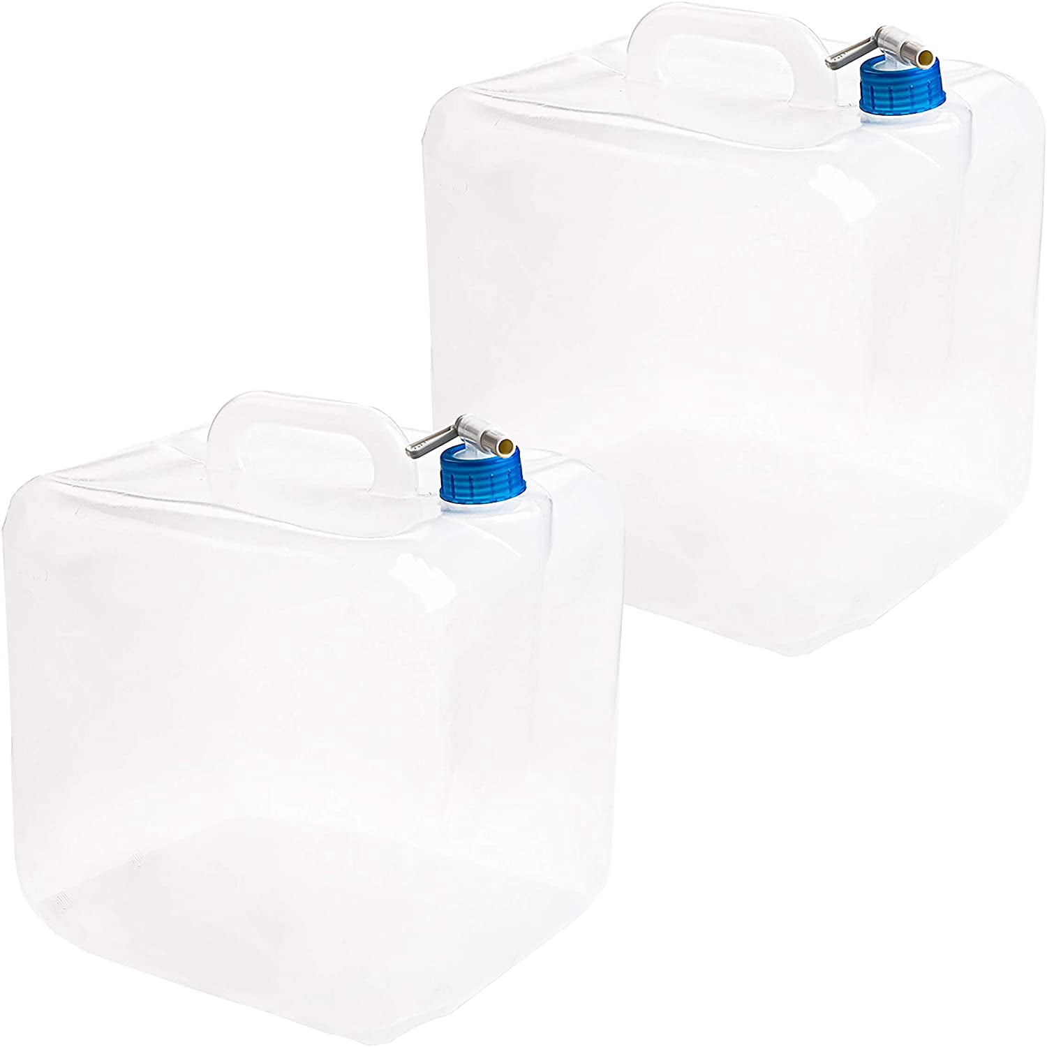 2 Pack 5.3 Gallon Collapsible Water Container with Spigot, Food Safe Water Storage Jug, Camping Water Storage Jug Canteen for Outdoor Hiking and Emergency, Portable, Foldable