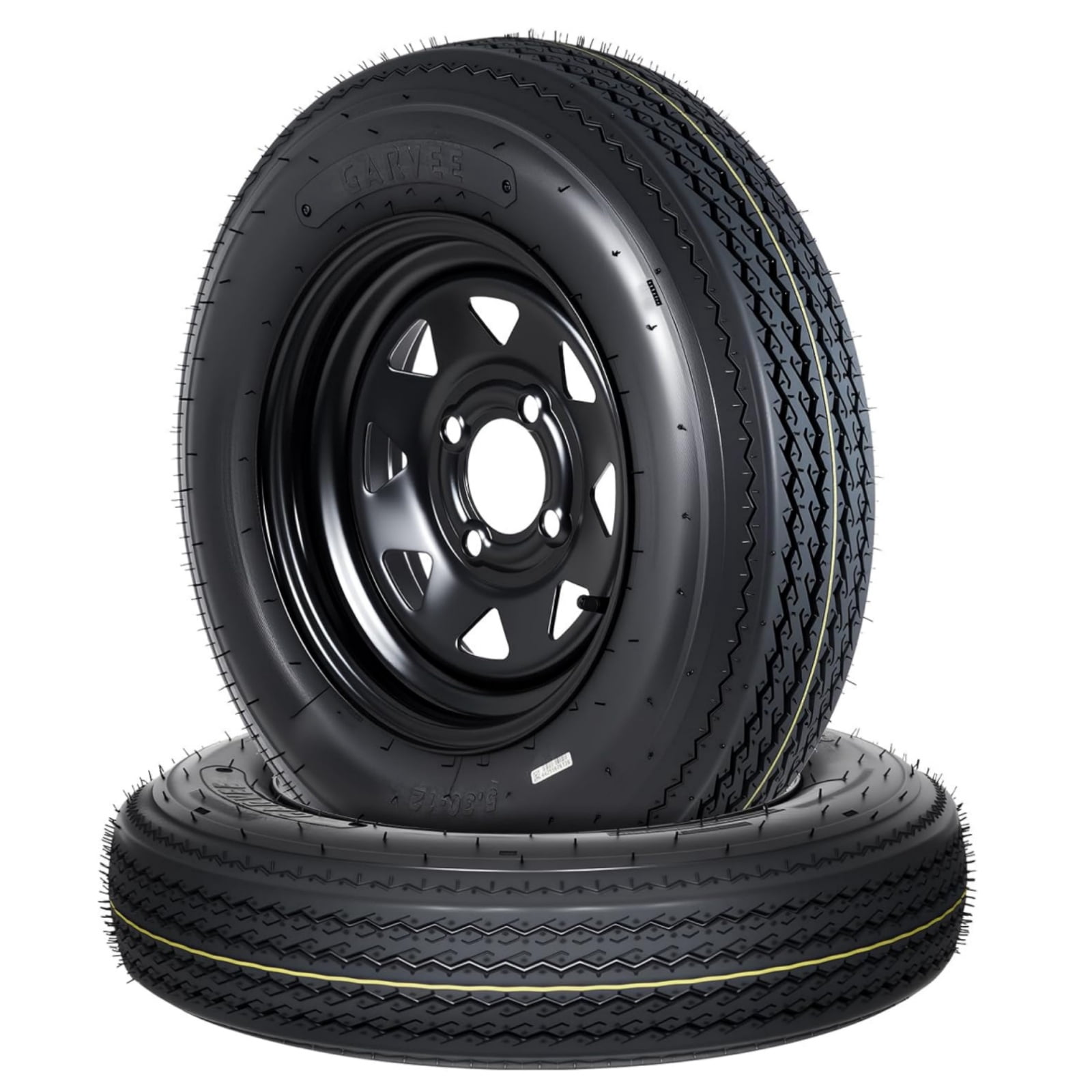 2-Pack 5.30-12 530-12 5.30x12 Trailer Tire and Wheel Assembly, Load ...
