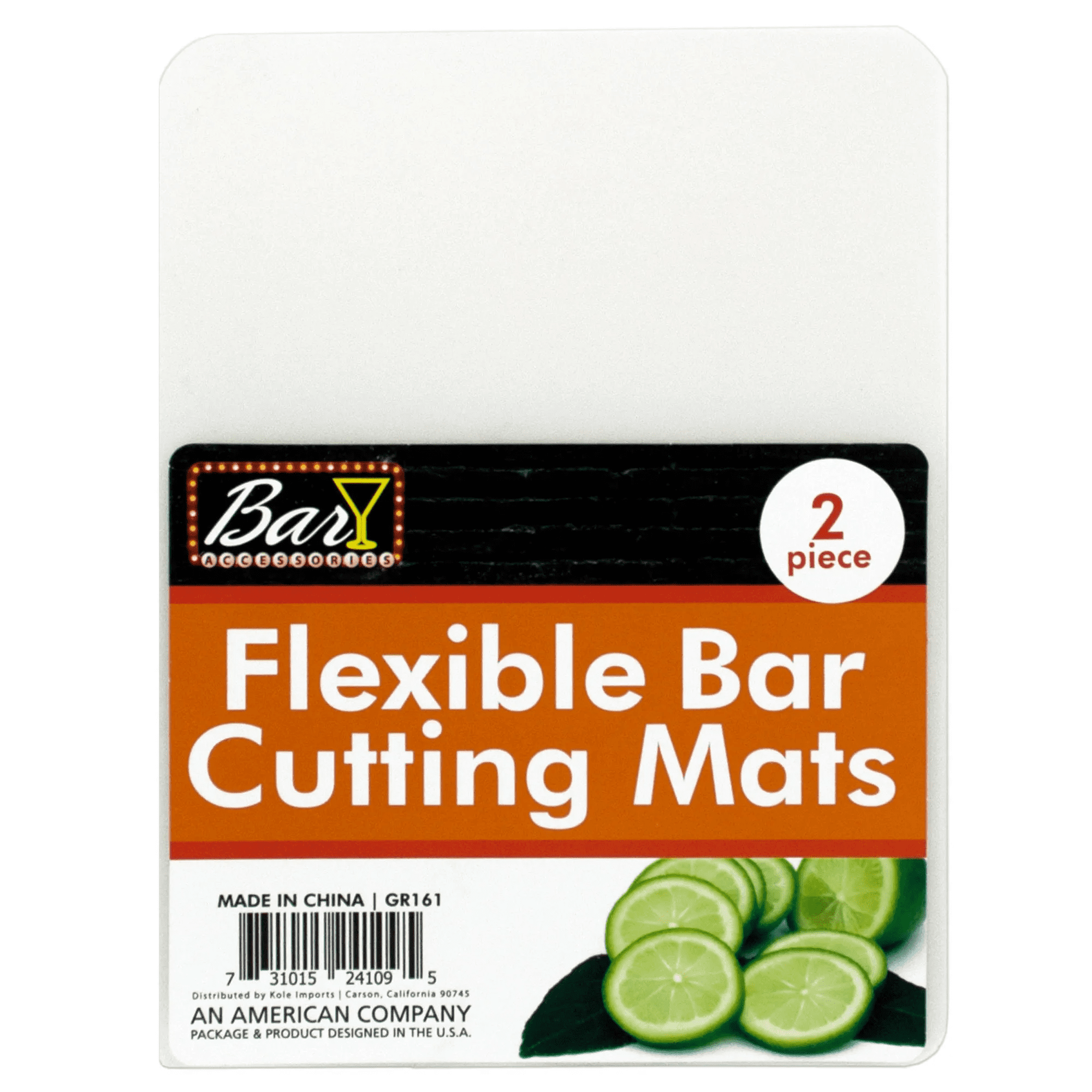 2 Pack 5.7 in x 7.5 in Durable Flexible Bar Cutting Mats Set, Perfect for Slicing Limes, Cocktail Ingredients, Transparent Plastic with Rounded Edges, Easy to Use, Store, Hanging Poly Bag, Off White