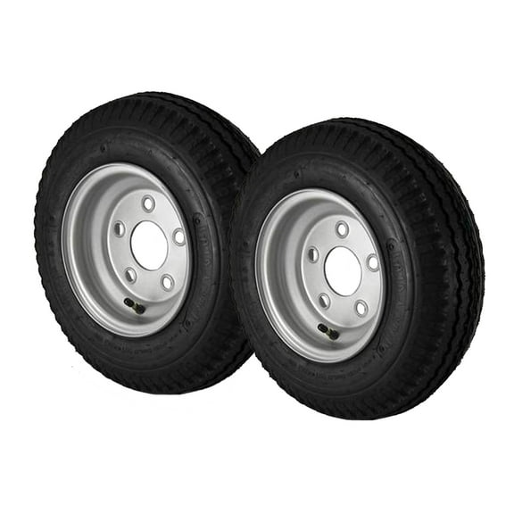 2 Pack - 5.70X8 Loadstar Trailer Tire LRC on 5 Bolt Silver Wheel