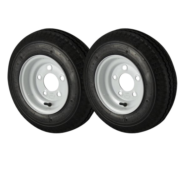 2 Pack - 5.70x8 Loadstar Trailer Tire LRC on 5 Bolt White Wheel