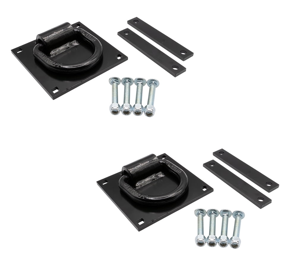2 Pack 5/8" Heavy Duty Bolt-On Forged D Ring for Trailers Trucks, Cargo Tie Downs - 18,000 Lbs Breaking Strength Black Powder Coated Steel