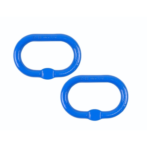 (2 Pack) 5/8 Inch Oblong Master Link for Chain & Wire Rope, Grade 100 - WLL 7,700 Lbs (3.5 Tons), Blue - 4:1 Safety Factor - Alloy Steel, Heavy-Duty, Oval Master Link Ring for Lifting