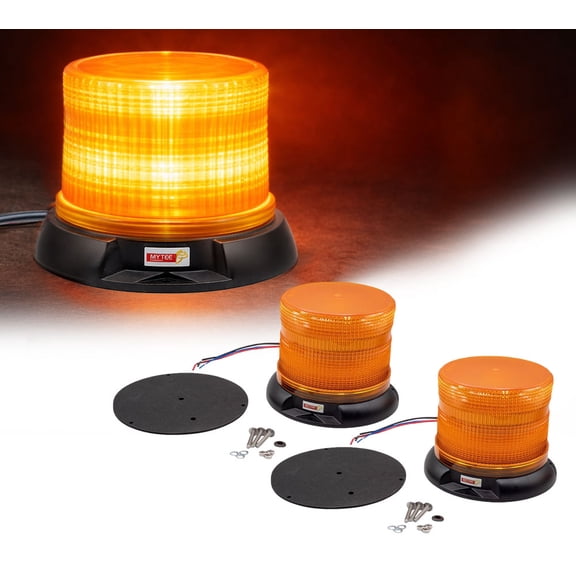 2 Pack 5" Amber LED Strobe Lights for Trucks SAE Class 1 - 12-24V High Visibility Emergency Safety Warning Caution Light - Permanent Mount Multiple Flash Patterns