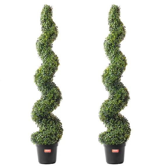 2 Pack 5' Artificial Cone Shaped Boxwood Topiary Faux Hedge Plant UV Resistant for Indoor/Outdoor Use