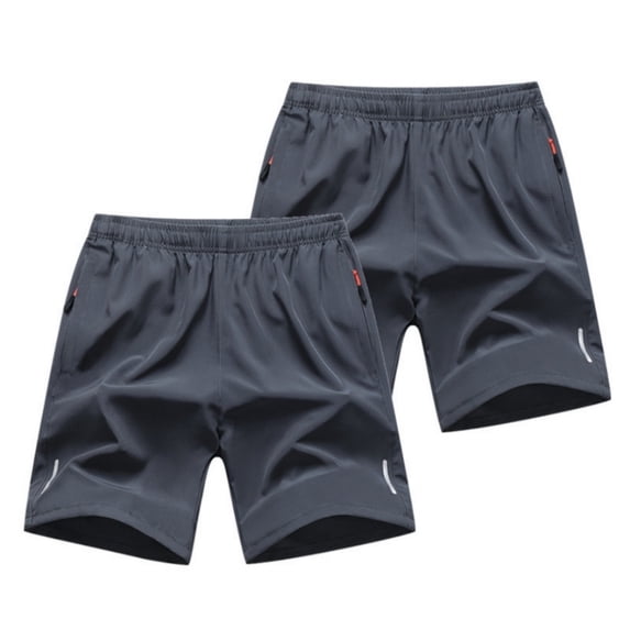 2-Pack 5" Athletic Running Shorts for Men Elastic Waist Quick Dry Shorts Workout Anti-Chafe Gym Hiking Shorts with Pockets Drawstring Clothes,Gray S